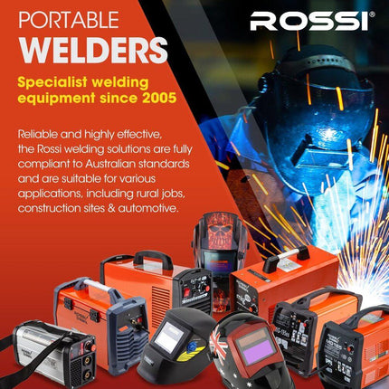 ROSSI 300 Amp MIG Stick Welder, Portable DC Gas Gasless Inverter Welding Machine, 15A Plug.