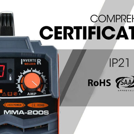 ROSSI 200 Amp Portable Inverter Arc Stick Welder, MMA DC Gas Inverter Welding Machine, 15A Plug.