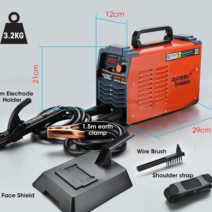 ROSSI 200 Amp Portable Inverter Arc Stick Welder, MMA DC Gas Inverter Welding Machine, 15A Plug.
