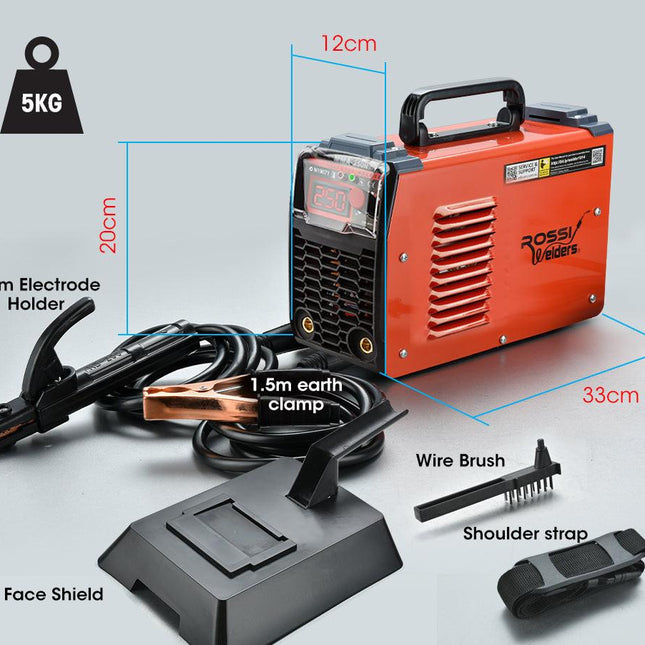 ROSSI 250 Amp Stick Welder, Portable Arc MMA Inverter Welding Machine, 15A Plug.
