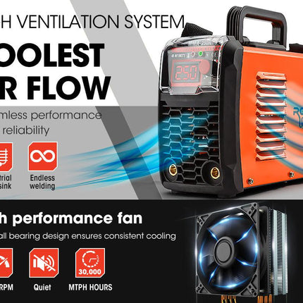 ROSSI 250 Amp Stick Welder, Portable Arc MMA Inverter Welding Machine, 15A Plug.