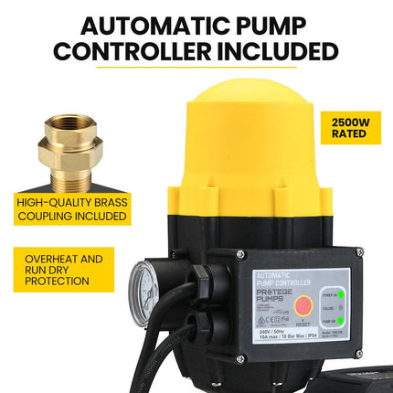 Protege Multi-stage Water Hi-pressure Pump with Auto-controller Home Garden Irrigation 4-Stage Electric.