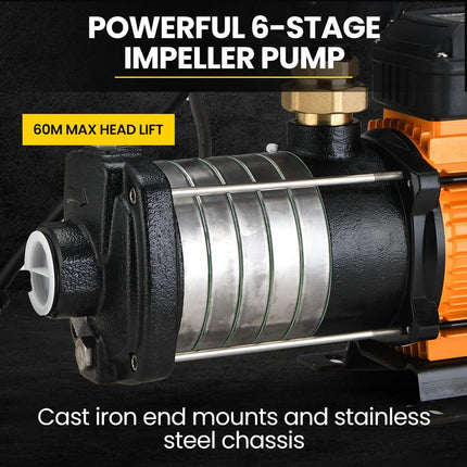 Protege Multi-stage Water Hi-pressure Pump with Auto-controller Home Garden Irrigation 6-Stage Electric.