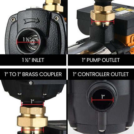 Protege Multi-stage Water Hi-pressure Pump with Auto-controller Home Garden Irrigation 6-Stage Electric.