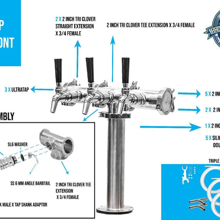 Beer Font Tower - Triple Tap Modular Beer Font with Tap.