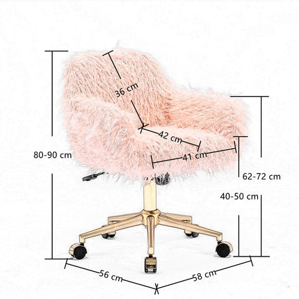 Fluffy Office Chair Faux Fur Modern Swivel Desk Chair for Women And Girls-Pink.