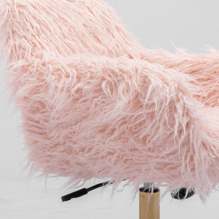 Fluffy Office Chair Faux Fur Modern Swivel Desk Chair for Women And Girls-Pink.