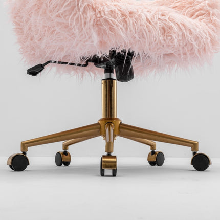 Fluffy Office Chair Faux Fur Modern Swivel Desk Chair for Women And Girls-Pink.