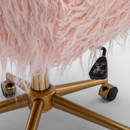 Fluffy Office Chair Faux Fur Modern Swivel Desk Chair for Women And Girls-Pink.