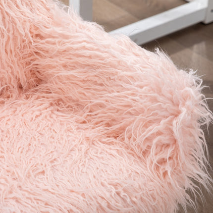 Fluffy Office Chair Faux Fur Modern Swivel Desk Chair for Women And Girls-Pink.