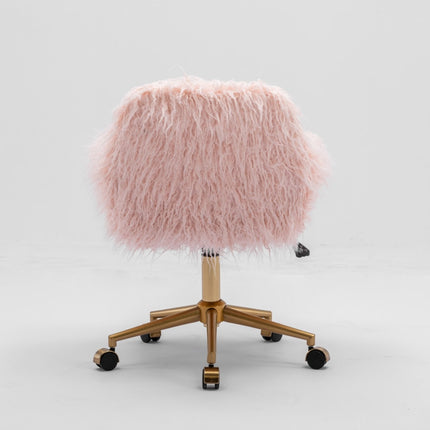 Fluffy Office Chair Faux Fur Modern Swivel Desk Chair for Women And Girls-Pink.
