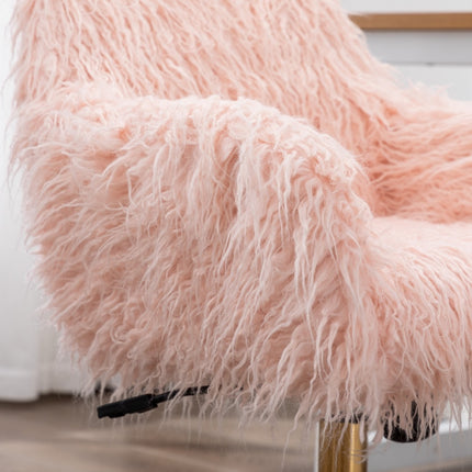 Fluffy Office Chair Faux Fur Modern Swivel Desk Chair for Women And Girls-Pink.