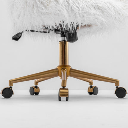 Fluffy Office Chair Faux Fur Modern Swivel Desk Chair for Women And Girls-White.