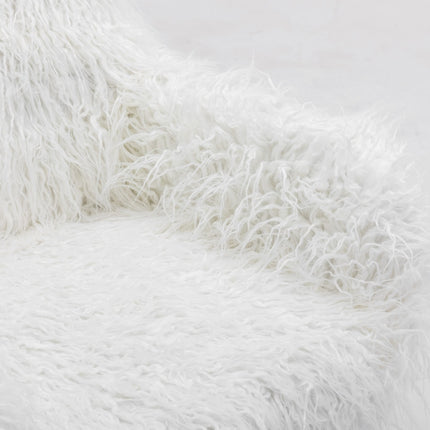 Fluffy Office Chair Faux Fur Modern Swivel Desk Chair for Women And Girls-White.