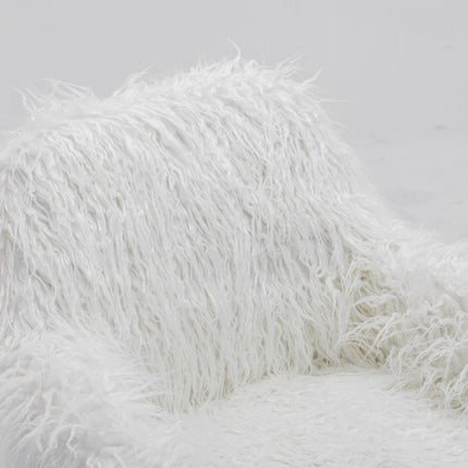 Fluffy Office Chair Faux Fur Modern Swivel Desk Chair for Women And Girls-White.