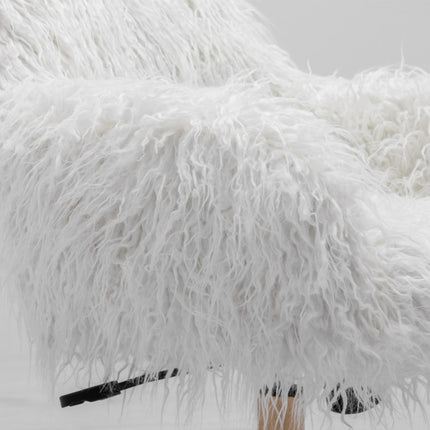 Fluffy Office Chair Faux Fur Modern Swivel Desk Chair for Women And Girls-White.