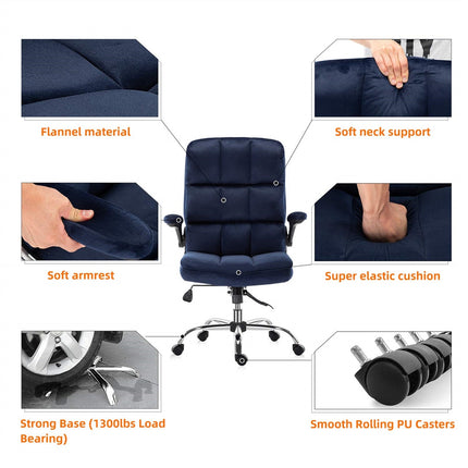 Velvet Home Ergonomic Swivel Adjustable Tilt Angle and Flip-up Arms Office Chair.