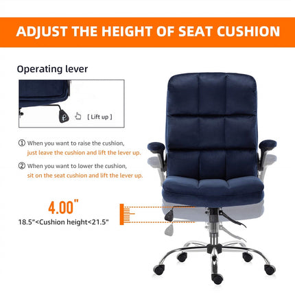 Velvet Home Ergonomic Swivel Adjustable Tilt Angle and Flip-up Arms Office Chair.