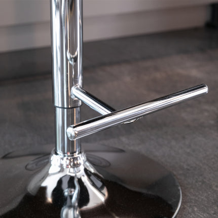 2x Height Adjustable Swivel Bar Stool Velvet Studs Barstool with Footrest and Chromed Base- Black.
