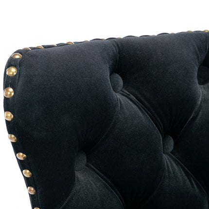 2x Height Adjustable Swivel Bar Stool Velvet Nailhead Barstool with Footrest.