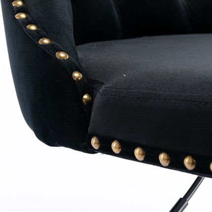 2x Height Adjustable Swivel Bar Stool Velvet Nailhead Barstool with Footrest.