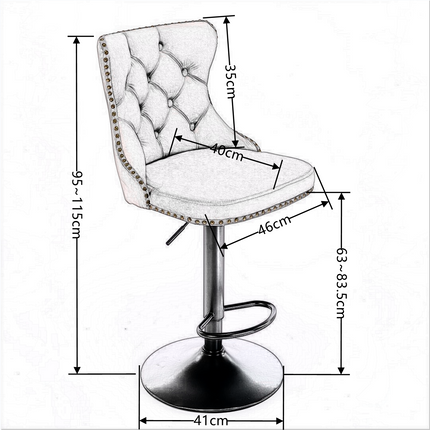 4x Height Adjustable Swivel Bar Stool Velvet Nailhead Barstool with Footrest.