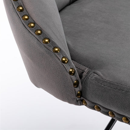 4x Height Adjustable Swivel Bar Stool Velvet Nailhead Barstool with Footrest.