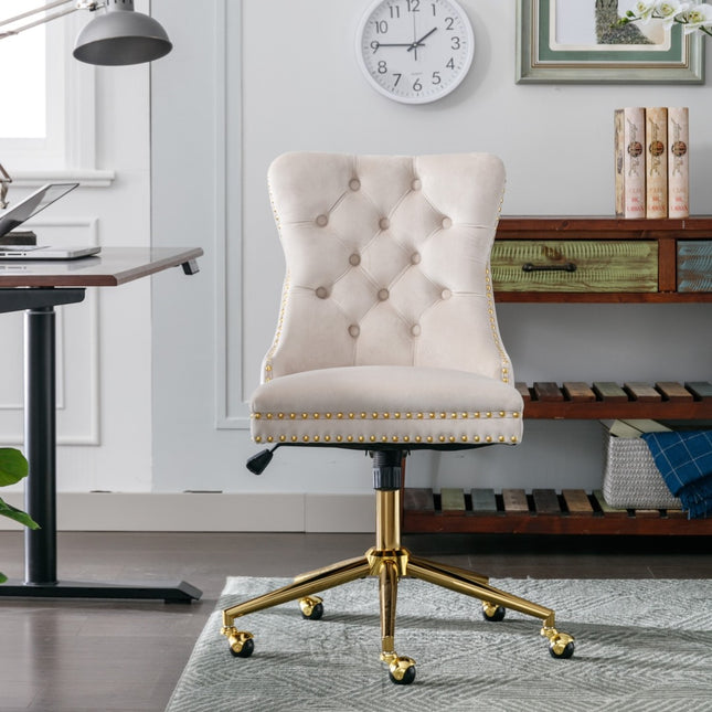 Velvet Home Office Chair- Beige.