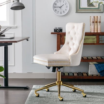 Velvet Home Office Chair- Beige.