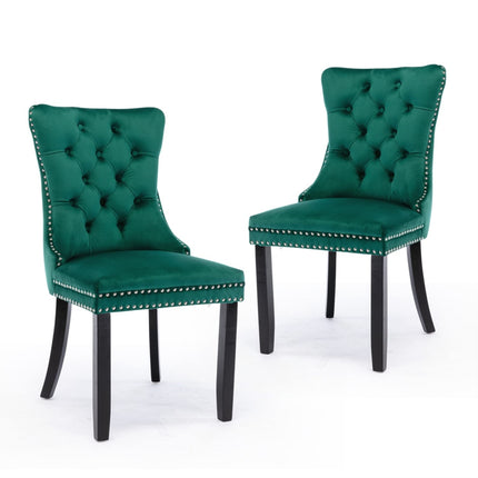 2x Velvet Dining Chairs- Green.