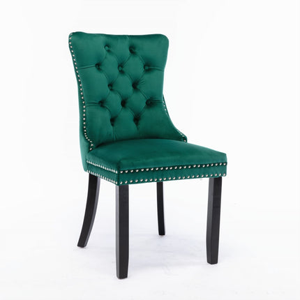 2x Velvet Dining Chairs- Green.