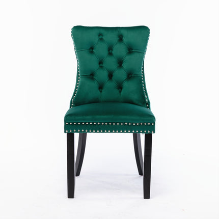 2x Velvet Dining Chairs- Green.