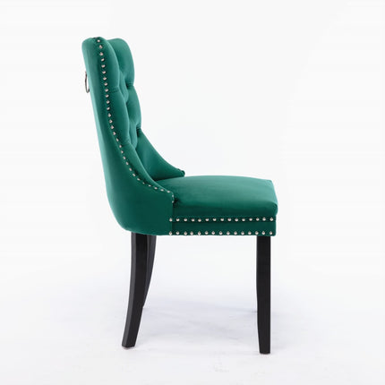 2x Velvet Dining Chairs- Green.