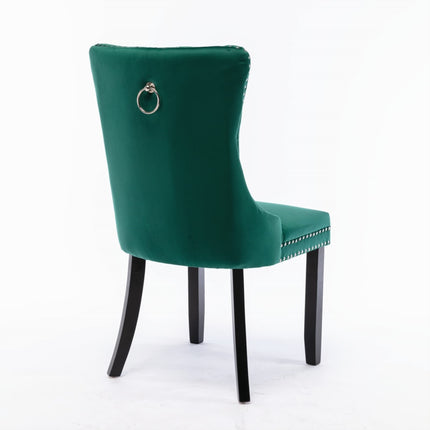 2x Velvet Dining Chairs- Green.