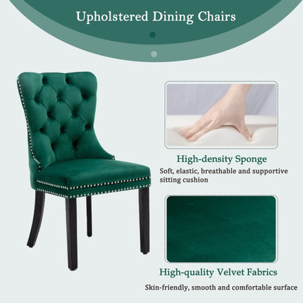 2x Velvet Dining Chairs- Green.