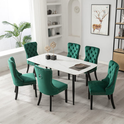 2x Velvet Dining Chairs- Green.