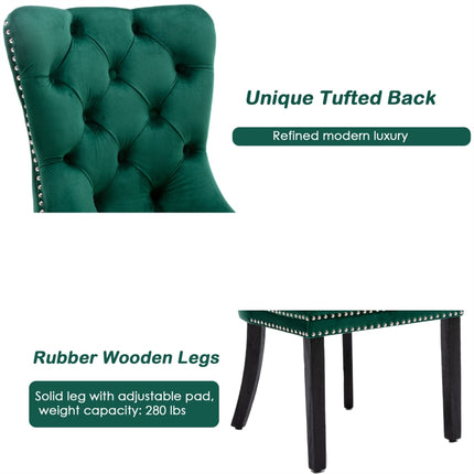 2x Velvet Dining Chairs- Green.
