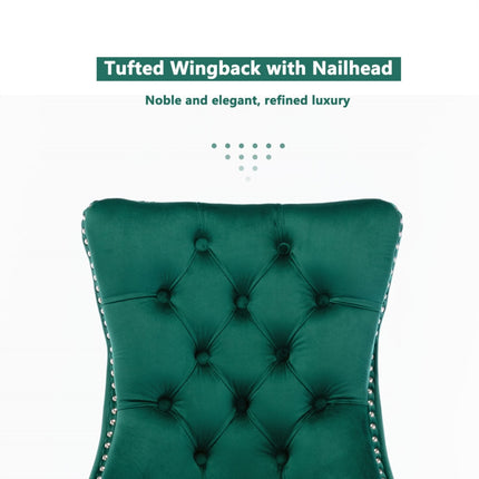 2x Velvet Dining Chairs- Green.