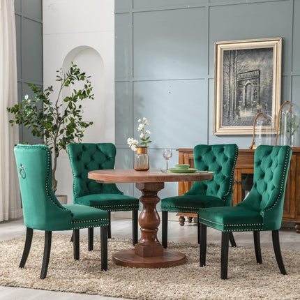 2x Velvet Dining Chairs- Green.