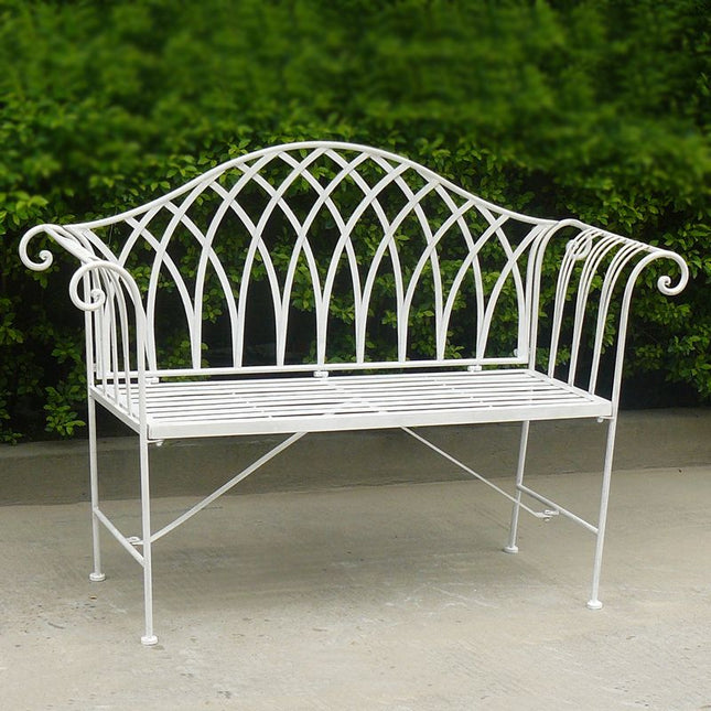 White Lavinia Iron Outdoor Bench.
