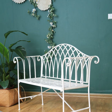 White Lavinia Iron Outdoor Bench.