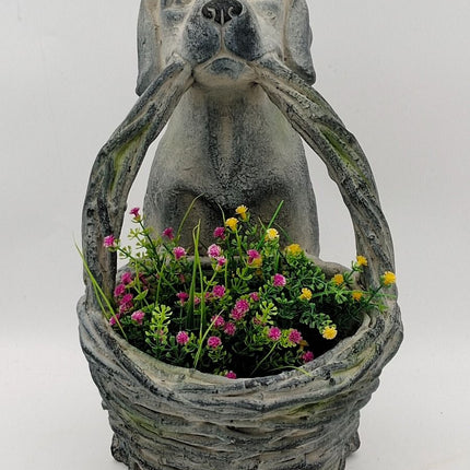 Dog with basket Planter.