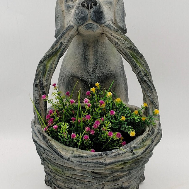 Dog with basket Planter.