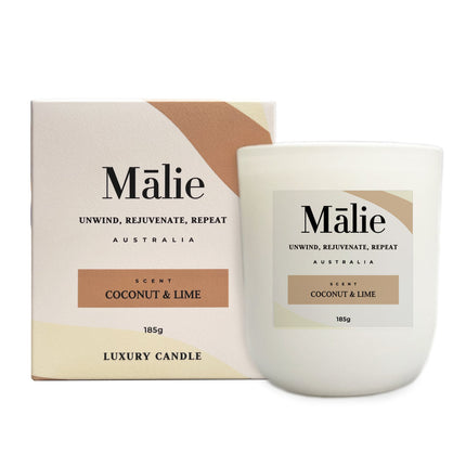 Coconut & Lime Luxury Soy Candle 185g - Malie.