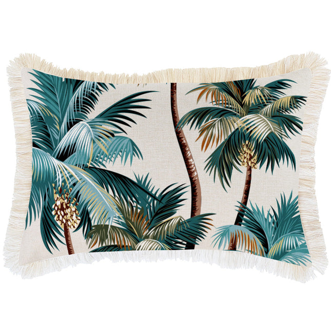 Cushion Cover-Coastal Fringe Natural-Palm Trees Natural-35cm x 50cm.