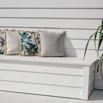 Cushion Cover-Coastal Fringe Natural-Palm Trees Natural-45cm x 45cm.