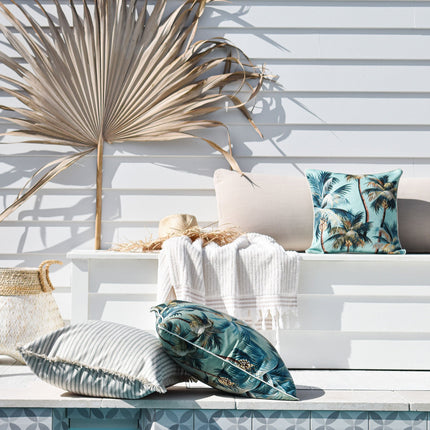 Cushion Cover-With Piping-Palm Trees Lagoon-60cm x 60cm.