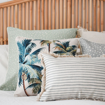Cushion Cover-With Piping-Palm Trees Natural-45cm x 45cm.