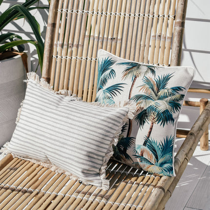 Cushion Cover-With Piping-Palm Trees Natural-45cm x 45cm.