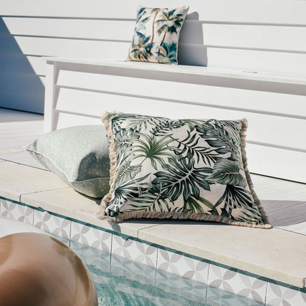 Cushion Cover-With Piping-Palm Trees Natural-45cm x 45cm.